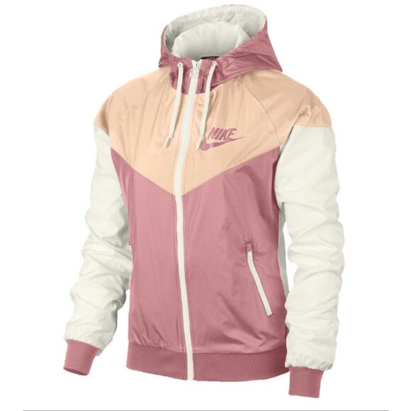 Nike Tops - RARE Nike Women’s Colorblock Windbreaker Jacket Pink & White Sz Small Athleisure